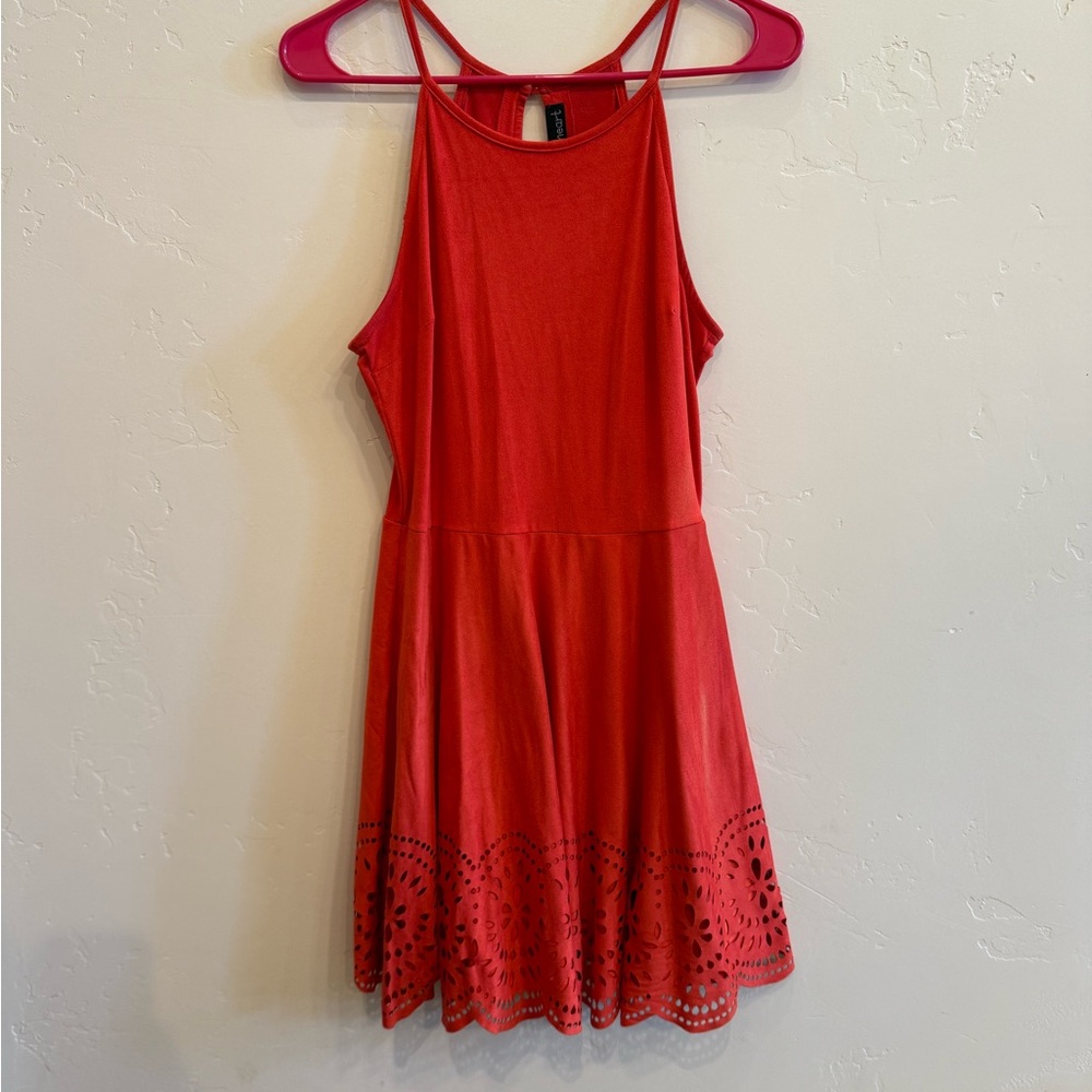 Derek Heart Red Mini Dress with Cutout Hem